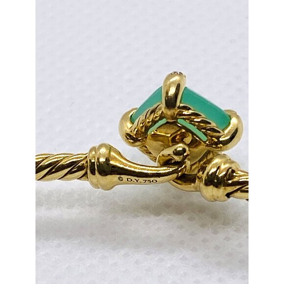 David Yurman Chatelaine Diamond Bracelet Bangle Chrysoprase 6.25" - Picture 5 of 10